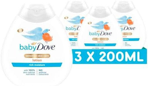Baby Dove Rich Moisture Baby Lotion - Soothing & Nourishing for Newborns & Infants, Gentle Moisturiser for Dry, Sensitive Skin, Daily Skincare with Delicate Scent, All-Day Hydration - 200ml, Pack of 3