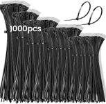 Zip Ties Assorted Sizes 1000 Pack 14+12+10+8+6+4 Inch Cable Ties Heavy Duty Plastic Wire Ties UV Resistant Zipties Black Small Zip Tie Wraps Assortment Cord Management for Home, Office, Gardening