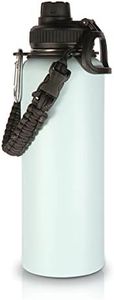 Volhoply 1200ml Botellas Agua Acero Inoxidable con Asa de Paracord, Botella de Deporte Aislada, Termo de Agua de Viaje de Doble Pared con Boca Ancha, Frasco de Agua Reutilizable para Deporte, Ciclismo