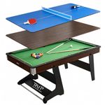 RUP Pro 6ft 3-in-1 Multi Game Table | Pool Table, Table Tennis & Dining/Conference Table | Solid Plywood Construction | Wheeled Legs | Premium Green Cloth | Accessories Included (Brown, Plywood)