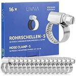 Hose Clamp Set: 16x Stainless Steel Hose Clips – Adjustable – 8mm, 0.3in to 16mm, 0.6in – Stainless Steel Pipe Clamp – Pipe Clips – LIVAIA Pipe Clamps, Jubilee Clips