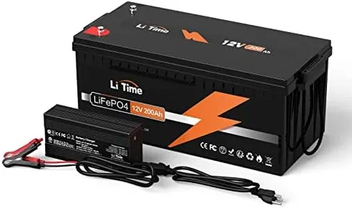 LiTime 12V 200Ah LiFePO4 Battery with 14.6V 20A Dedicated Lithium Battery Charger; Built-in 100A BMS, 4000+ Cycles, for RV, Solar, Marine, Overland, Off-Grid Application