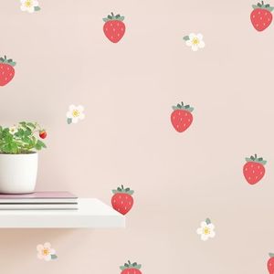 Removable Wall Decals for Kids Room – Peel and Stick Wall Stickers for Girls & Boys Bedroom, Playroom & Nursery – Easy to Apply Wall Decor - Strawberry and Flower