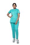 UNIFORM CRAFT - Polyester Cotton Twill Nurse Uniforms - Ideal for Nurse Uniforms for Women | Clinic Uniforms | Scrub Suit for Nurses | Hospital Uniform, NT11 Light Teal_M