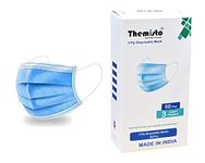 THEMISTO Unisex 50 Pcs 3 Ply Protective Face Mask, Certified, Melt Blown - Smms Layer Fabric, Bfe >99% & Pfe >99% | Disposable, Anti-Microbial, Reusable Masks With Adjustable Nose Pin, Blue