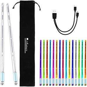 Antner Light Up Drum Sticks 15 Color Changing Drumsticks with Storage Bag for Adults Drummers, Glow in The Dark Cool Rechargeable LED Drumsticks, Durable Professional PC Polymer Material Drumsticks