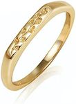 YeGieonr Gold Plated Sterling Silver Rings for Women, Handmade Engraved Eucalyptus Signet Rings Minimalistic Stackable Ring, Delicate Jewelry Gift for Women