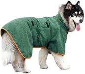 Dog Drying Coat Bathrobe Towel, Microfibre Material Fast Drying Super Absorbent Dog Bath Robe, Pet Quick Drying Moisture Absorbing with Adjustable Collar and Waist (Large:Back Length 23.6")