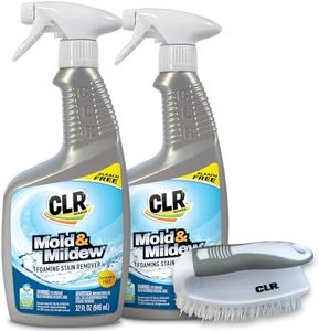 CLR Mold & Mildew Clear Bleach-Free Stain Remover Spray, Works on Bathroom Tile, Glass, Fabric, Concrete and More - 32 Ounce Spray (Pack of 2) with Brush