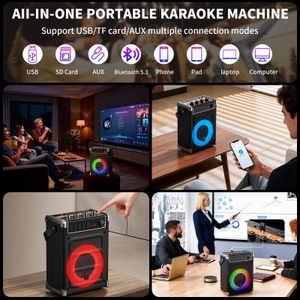 JYX Karaoke Machine with 2 Wireless Microphones – Black