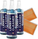 ULTRAVUE Eyeglass Gel Lens Cleaner Spray Kit - 3 x 8oz Gel Lens Cleaner Spray Bottle + 2 Microfiber Cloth for Cleaning - Safe for All Lenses (AR Coated Included), Eyeglasses and Screens