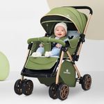 StarAndDaisy Foldable Baby Stroller for 0-3 years Infant & Toddler / Travel Pram for Baby with 360° Swivel Lockable Front Wheels , Multi-Level Recline & Adjustable Footrest , Removable Tray , Safety Harness Belt -Green
