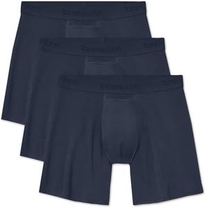 Tommy John Men's Second Skin Relaxed Fit Boxers - 3 Pack - No Ride-Up Comfortable Breathable Underwear for Men (Dress Blues, Medium)