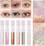 6Pcs Liquid Glitter Eyeshadow Eyeliner, Korean Makeup, Bling Under Eye Shadow, Shimmer Eye Make Up Gift Set, Long Lasting, Quick Drying and Pigmented Loose Glitter Glue for Crystals Eye Makeup