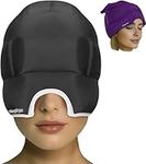 Magic Gel Migraine Ice Head Wrap | Real Migraine & Headache Relief | The Original Headache Cap | Cold, Comfortable, Dark & Cool; Endorsed by Physicians, Loved by Thousands - (2 Pack, Black & Purple)