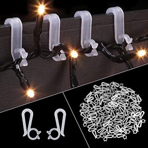Vikdio 30 Pcs Gutter Hooks for Hanging Christmas Lights, Holiday Lights Clips Mount to Gutters Shingles, Gutter Clips for Hanging Icicle Lights on Christmas Halloween Home Garden Decor