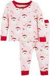 Mud Pie Girls Children's Pink Santa Glow Toddler Pajama Set