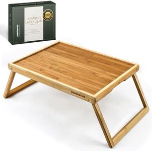 Bamboo Breakfast Tray for Bed - Bed Tray Table with Folding Legs for Eating - Foldable Food Tray with Handles - TV Lap Tray for Couch Adults Kids - Portable Bamboo Bed Tray with Legs for Laptop