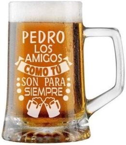 Jarra de Cerveza Personalizada AMIGOS PARA SIEMPRE. Regalo Grabado Personalizado Hombre o Mujer. Regalo Práctico, Elegante, Divertido, Obsequio Novedoso Original. Detalle Celebraciones