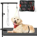 Modern Innovations Dog Grooming Arm, 12-Piece Dog Grooming Table Arm with Clamp & Tool Kit, Harness +Accessories for Small/Medium Dogs, Shears, Curved & Straight Haircut Scissors, Nail Clippers, Comb