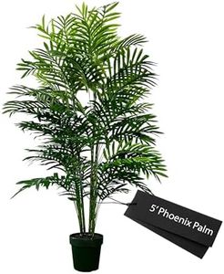 5' Artificial Phoenix Palm Plant, Artificial Tree, Green, Cypress & Alabaster