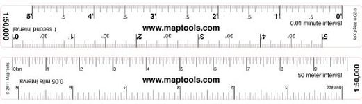 Map Ruler for 1 50 000 Scale Maps. Lat Lon Miles Kilometers