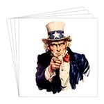 dealzEpic - Classic Uncle Sam Sticker - Self Adhesive Peel and Stick Die Cut Vinyl Decal - 3.94 x 2.95 inches | Pack of 4 Pcs