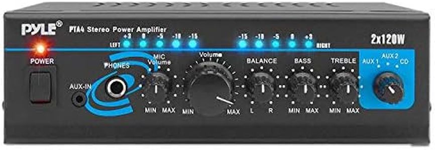 Pyle Home PTA4 Mini 2x120 Watt Stereo Power Amplifier with AUX/CD Input