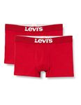 Levi's Men's Underwear-Trunk Shorts-Solid Basic (2-Pack), Red (Chili Pepper 186), S (Pack of 2)