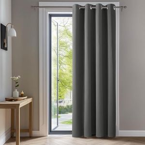 Deconovo Rideau Thermique Isolant Anti Froid, 132x160 CM (Largeur x Hauteur), Rideaux Occultant pour Salon et Chambre, Design Moderne à Oeillets, Gris Clair, 1Pièces