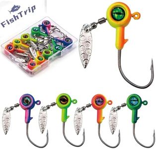 FishTrip Jig Heads Hooks with Spinner - 10Pcs Underspin Crappie Fishing Jighead with Willow Blade for Saltwater Freshwater 1/4oz