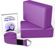 serveuttam High Density EVA Yoga Support Lightweight Odour Resistant and Moisture-Proof 2 Pc Blocks and Belt ( Purple )