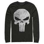 Marvel Big & Tall Classic Punisher Distresskull Men's Tops Long Sleeve Tee Shirt, Black, X-Large Tall