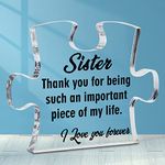 Moyel Sister Gifts from Sister Funny Puzzle Acrylic Plaque Sister Birthday Gift Ideas Friendship Gifts for Women Friends Christmas Mothers Day Sisters Gifts Form Brother