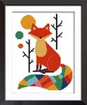 YEESAM Art Cross Stitch Kits Stamped for Adults Beginner Kids, Fox Seven Color Tail 11CT 28×38cm DIY Embroidery Needlework Kit with Easy Funny Preprinted Patterns Needlepoint Christmas (Fox)