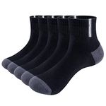 YUEDGE Mens Black Ankle Bamboo Socks Breathable Bamboo Quarter Socks Casual Thin Short Socks for Men 9-11, 5 Pairs/Pack