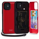 TORU CX PRO Case for iPhone 11, with Card Holder | Slim Protective Cover with Hidden Credit Cards Wallet Flip Slot Compartment Kickstand | Include Mirror, Wrist Strap, Lightning Adapter - Red