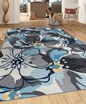 Rugshop Modern Large Floral Non-Slip Area Rug 6' 6" x 9' Gray