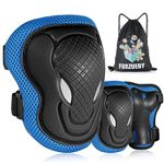 Forzueby Youth/Kids Protective Gear Sets Adjustable Knee Pads and Elbow Pads Wrist Guards for Kids Skateboard Roller Skates Scooter Inline Skating Cycling BMX. (Blue, S)