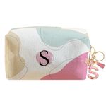 LYDZTION Personalized Initial Makeup Bag Letter Keychain, Custom Makeup Cosmetic Bag for Women Mom Best Friend Teen Girls Christmas Birthday Wedding Personalized Anniversary Bridal Shower Gifts, S