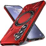 BaHaHoues Magnetic Case for Samsung S24 Compatible with MagSafe Samsung Galaxy S24 Case Built-in Kickstand Ring Military Grade Shockproof Protective Phone Case Samsung S24 Case (Red)