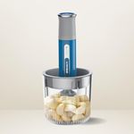 Brewine USB Cordless Vegetable Chopper & Garlic Peeler, 400ml Glass Bowl, Chop, Mince, Puree & Whisk, Stainless Steel Blades, Anti-Skid Pad, One-Touch Operation, 3 Mini Bowls Included, Rechargeable
