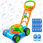 Sloosh Bubble Lawn Mower Toddler Toys - Kids Toys Bubble Machine Summer Outdoor Toys Games, Automatic Bubble Mover Push Toy for Age 3 4 5 6 Year Old Preschool Baby Boys Girls Birthday Gifts (Blue)
