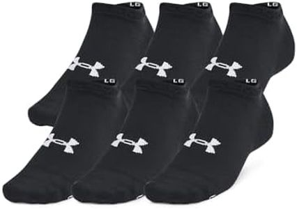 Under Armour Unisex-Adult Essential Low Socks 6 Pack, (001) Black/Black/Castlerock, Large