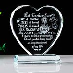 Movdyka Heart Appreciation Gifts for Teacher from Students, Thank You Gifts for Teacher for End of Term Christmas Birthday Glass Thoughtful Keepsake Ornaments