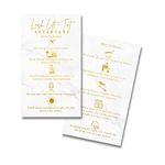 Lash Lift and Tint Aftercare Cards | Physical Printed 2 x 3.5” inch Business Card | Marble with Gold Color Design