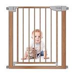 Dripex Stair Gate for Baby and Pet, Baby Gate Pressure Fit, Metal Safety Gate for Doors and Stairs, Adjustable 75 cm - 82cm, One-Handed Operation, Auto Close Pet Gate, Wood Pattern Color