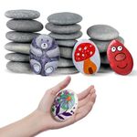 FOSFUKEER Rocks for Painting 20 Pcs 2.2-3.2” River Rocks for Paint Rock Natural Flat & Smooth Stones Decoration Flat Rock for Painting Art & DIY Crafting，School Events