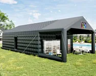 Albott 39x20x14 FT Large Black Inflatable Night Club Tent for Adults with Extra Pavilion Rest Area, Inflatable Nightclub with 2 Side Doors Gazebo Event House for Wedding, Birthday, Backyard Party