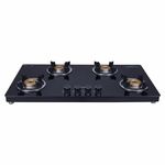 Elica Slimmest 4 Burner Gas Stove With Double Drip Tray And Forged Brass Burners (904 Ct Vetro 2J (Tkn Crown Dt Mi)), Open